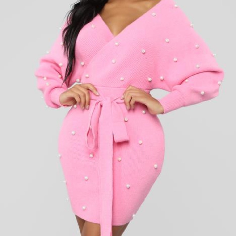 Fashion Nova- “Happy Now Dress” Pink XL